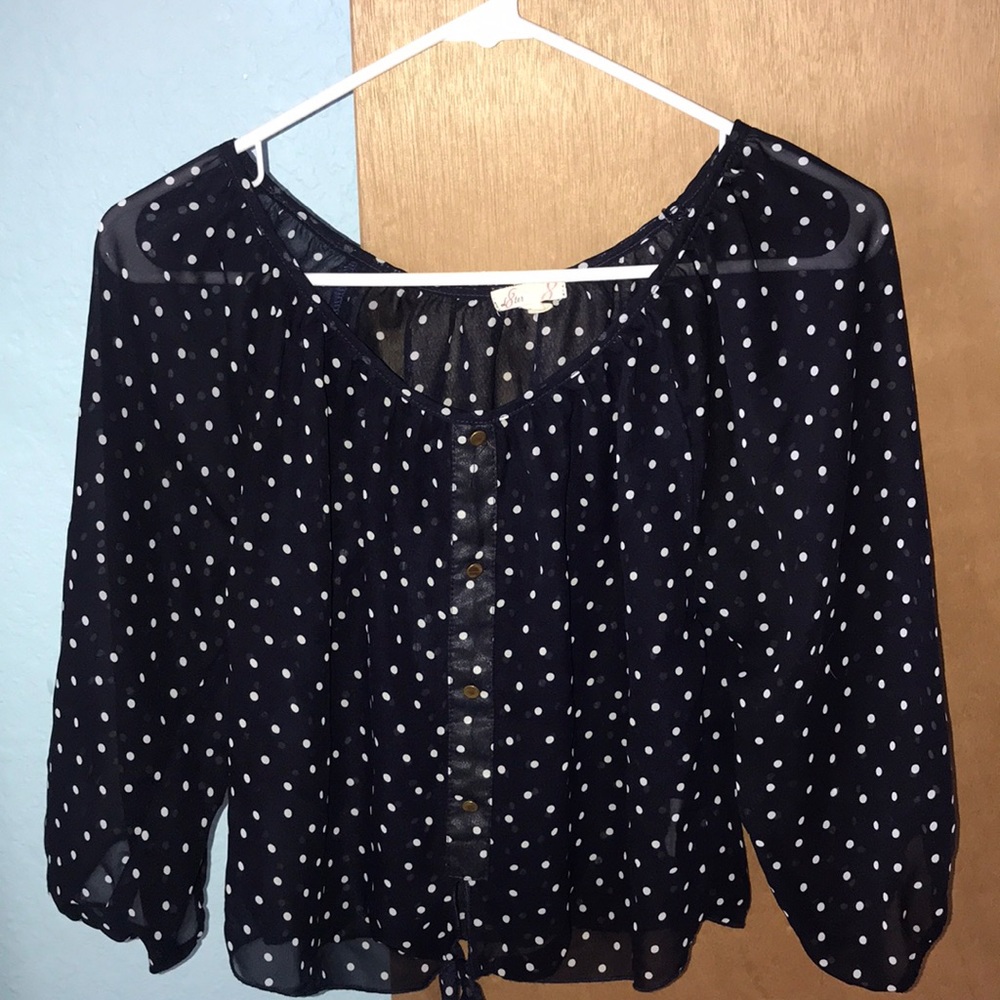 Polka dot blouse! Wear cami underneath
